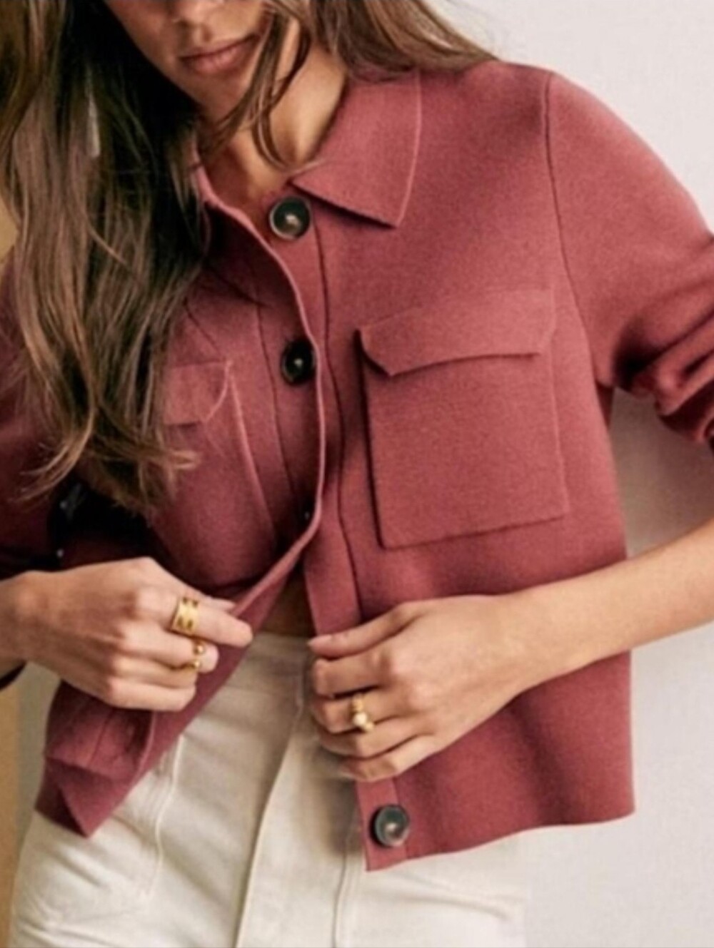 Sezane Betty Cardigan in Rosewood, XS